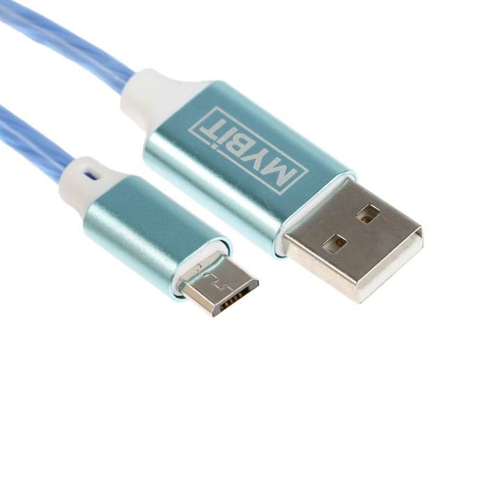 Кабель MYBIT, microUSB - USB, динамическая LED подсветка, 2 А, 1 м, только зарядка — фото 2