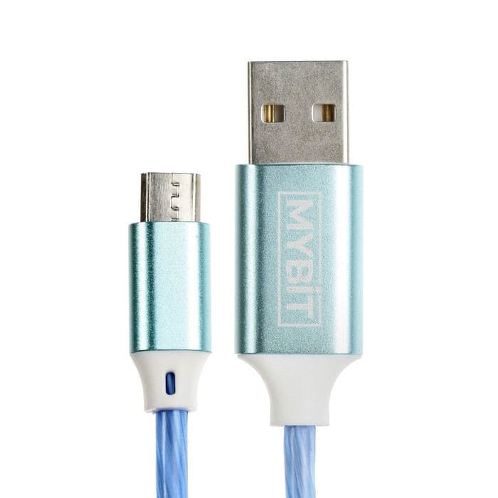 Кабель MYBIT, microUSB - USB, динамическая LED подсветка, 2 А, 1 м, только зарядка — фото 3