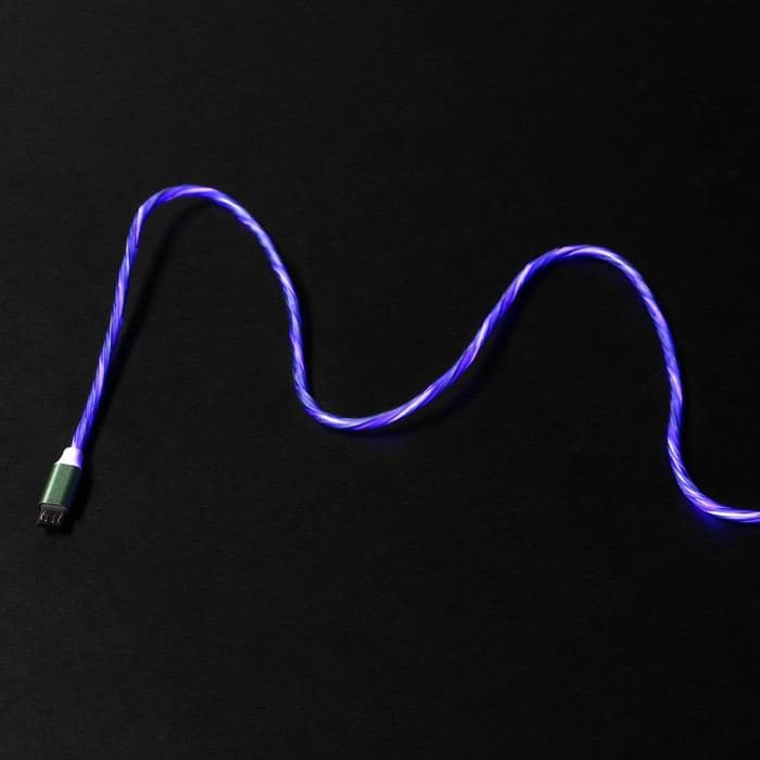 Кабель MYBIT, microUSB - USB, динамическая LED подсветка, 2 А, 1 м, только зарядка — фото 5
