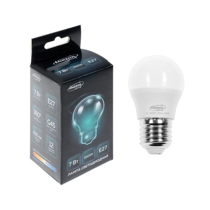 Лампа светодиодная Luazon Lighting, G45, 7 Вт, E27, 630 Лм, 6500 К, свечение холодное белое — фото 2