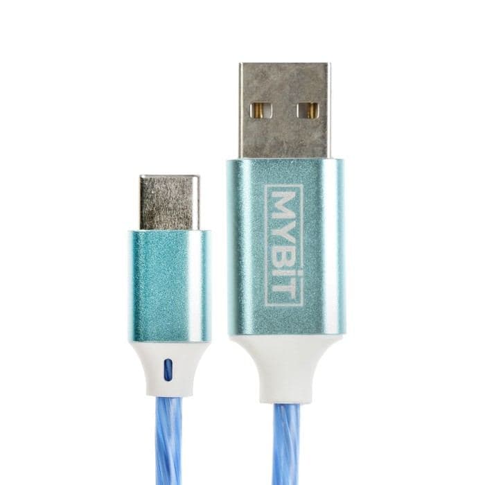 Кабель MYBIT, Type-C - USB, динамическая LED подсветка, 2 А, 1 м, только зарядка — фото 3