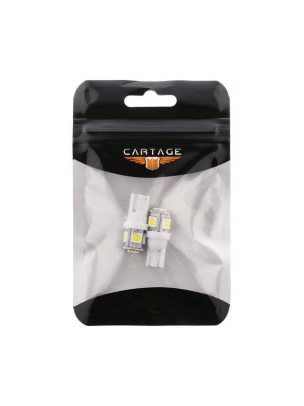 Лампа автомобильная светодиодная Cartage, T10 W5W, 12 В, 5 SMD-5050, набор 2 шт. — фото 4