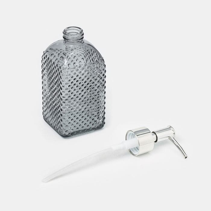Дозатор для мыла SAVANNA «Пупырка», 400 мл, стеклянный, серый — фото 4