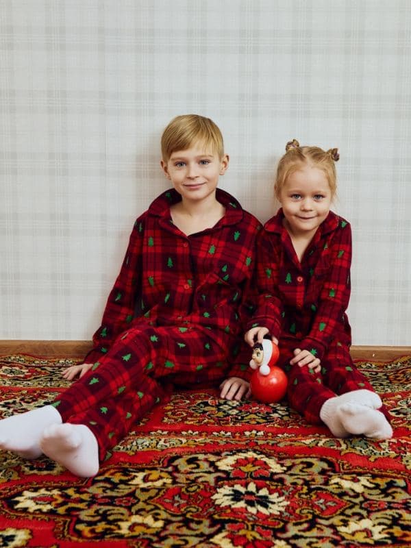 Пижама детская новогодняя: рубашка, брюки, KAFTAN: Red mood, красная — фото 5