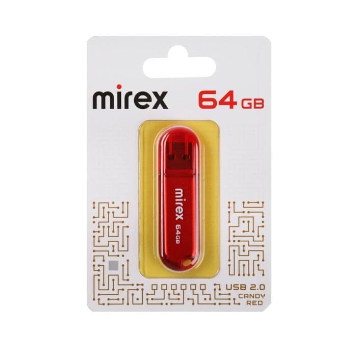 Флешка Mirex CANDY RED, 64 ГБ, USB 2.0, чтение до 25 Мб/с, запись до 15 Мб/с, красная — фото 2