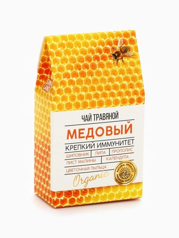 Ягодно-травяной чай «Медовый»: цветы липы, шиповник, лист малины, цветочная пыльца, прополис, цветы календулы, 50 г — фото 2