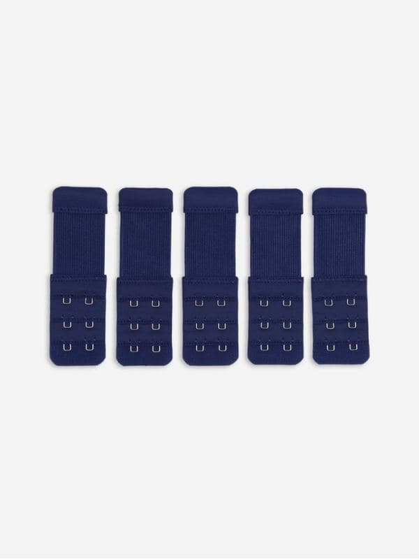 Застёжка для бюстгальтера, удлинитель, 3 ряда 2 крючка, 3.2×10.5 см, 5 шт., тёмно-синяя — фото 3