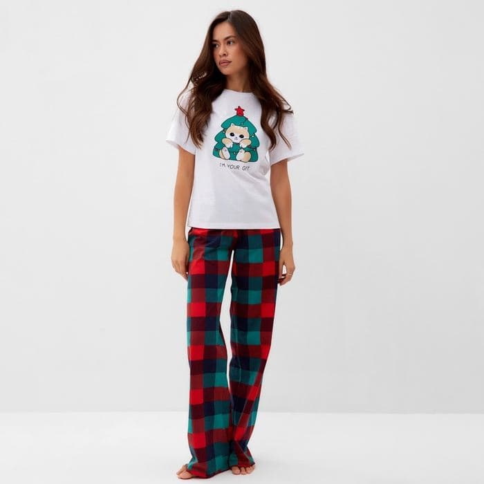 Пижама новогодняя женская: футболка, брюки, KAFTAN Gift, размер 40-42 — фото 3