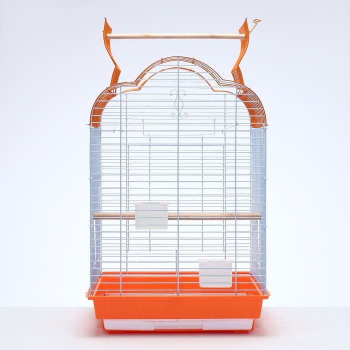 Клетка для птиц, Bd-3/1o, раскрывающаяся крыша, 47.5×37×70 см, оранжевая — фото 2