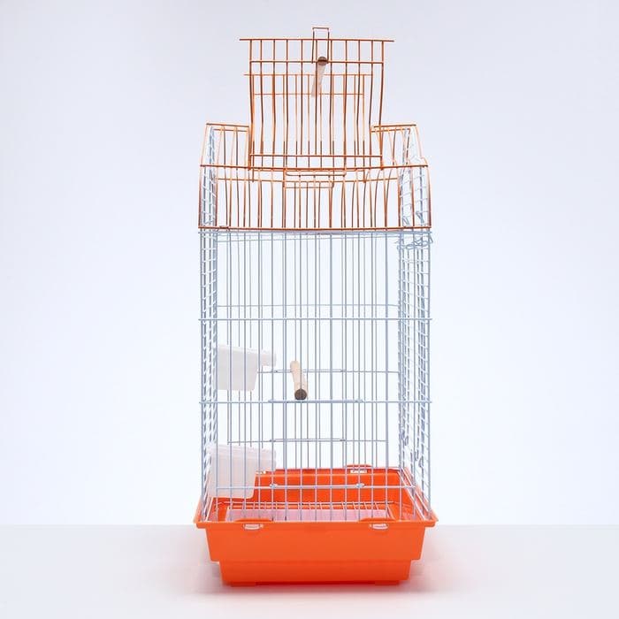 Клетка для птиц, Bd-3/1o, раскрывающаяся крыша, 47.5×37×70 см, оранжевая — фото 3