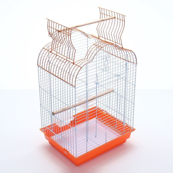 Клетка для птиц, Bd-3/1o, раскрывающаяся крыша, 47.5×37×70 см, оранжевая — фото 4