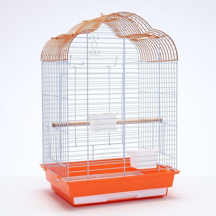 Клетка для птиц, Bd-3/1o, раскрывающаяся крыша, 47.5×37×70 см, оранжевая — фото 5