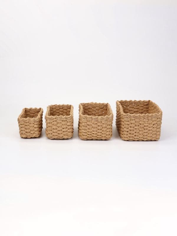 Набор корзин Village 4 шт.: 17×10×7, 21×12×9, 22×16×11, 26×18×12 см, бумага, бежевые — фото 3