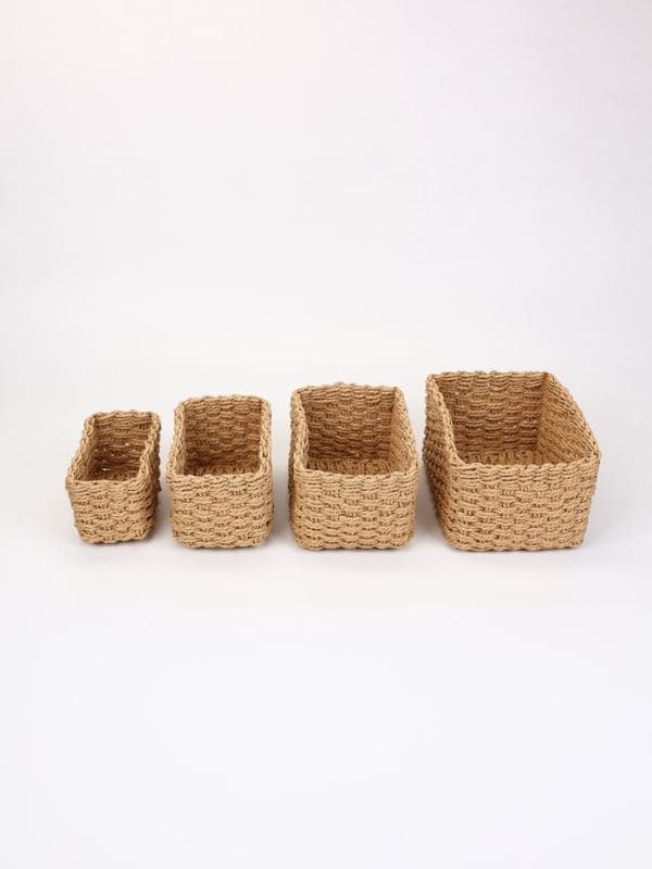 Набор корзин Village 4 шт.: 17×10×7, 21×12×9, 22×16×11, 26×18×12 см, бумага, бежевые — фото 5
