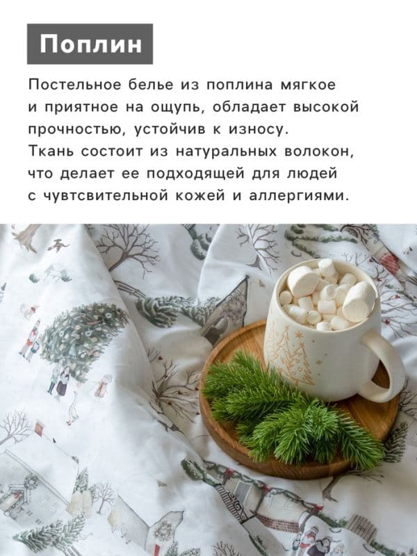 Постельное бельё 1.5-спальное «Этель» Winter countryside, поплин — фото 3