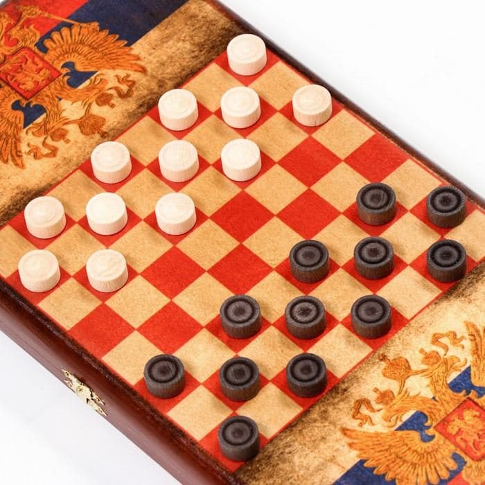 Настольная игра нарды «Герб России-Флаг», деревянные, малые, 40×40 см, с шашками — фото 3