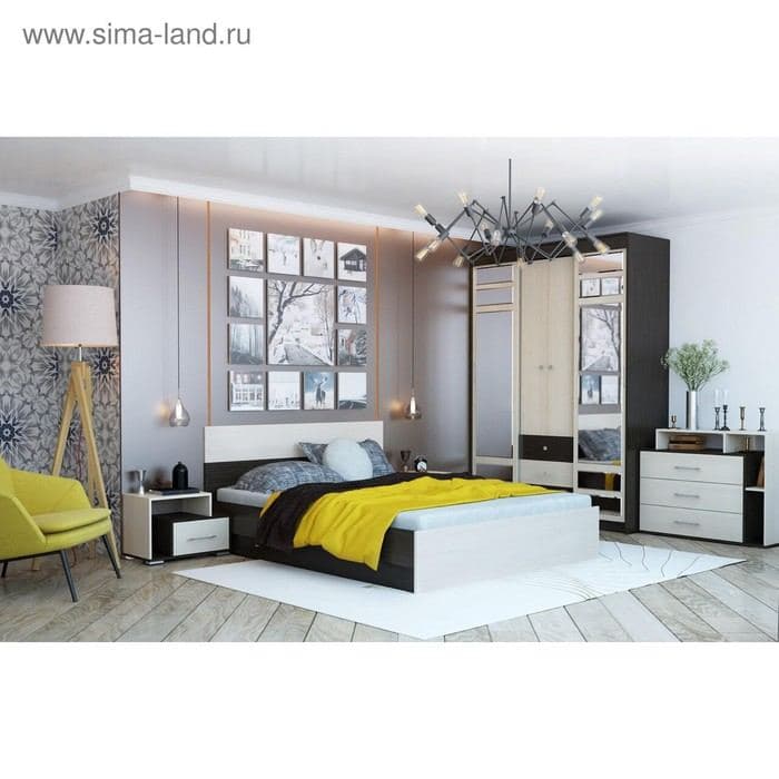 Комод напольный в спальню «Юнона», с полками, 3 ящика, 1000×426×800 мм, цвет венге/дуб — фото 3
