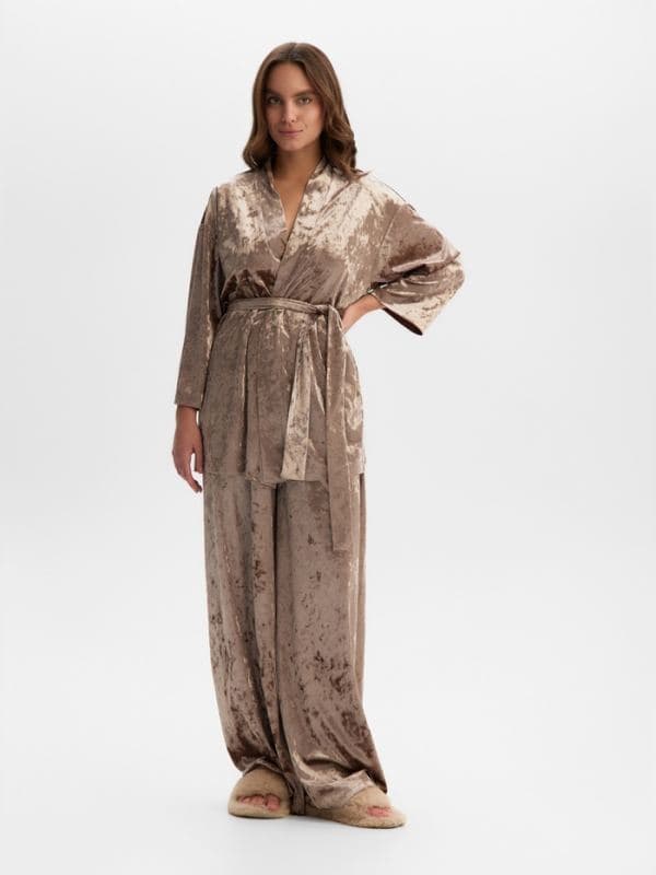Костюм домашний женский: жакет, брюки, KAFTAN Velvet, кофейный — фото 5
