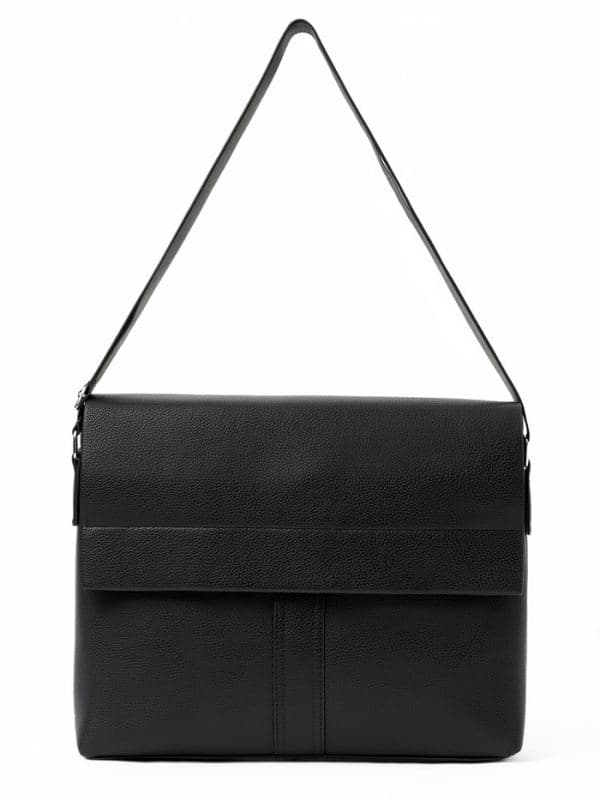 Сумка мужская деловая 35×5×25 см, 2 отделения, длинный ремень, черная — фото 2