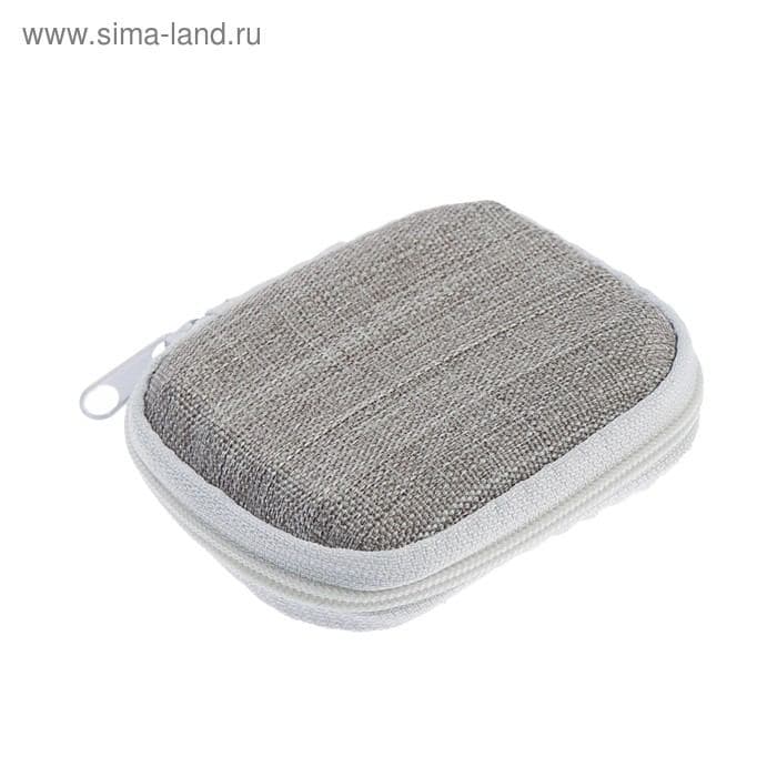 Футляр для наушников Luazon, прямоугольный, 8×6×3 см, материал верха: ткань, серый — фото 4