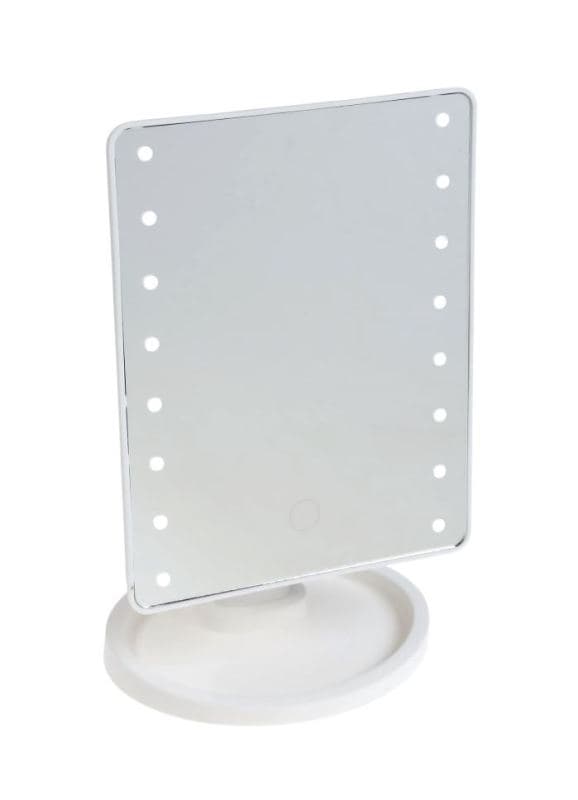Зеркало KZ-06 настольное с подсветкой, 16 LED, сенсорное управление, 26.5×16×12 см, белое — фото 2