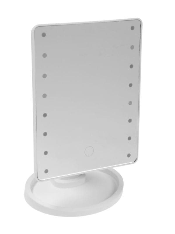 Зеркало KZ-06 настольное с подсветкой, 16 LED, сенсорное управление, 26.5×16×12 см, белое — фото 3