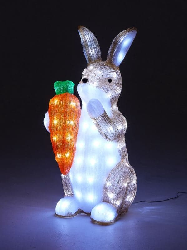 Фигура светодиодная «Заяц с морковкой» 60×27×27 см, акрил, 96 LED, 24 В, 8 режимов, свечение белое — фото 4