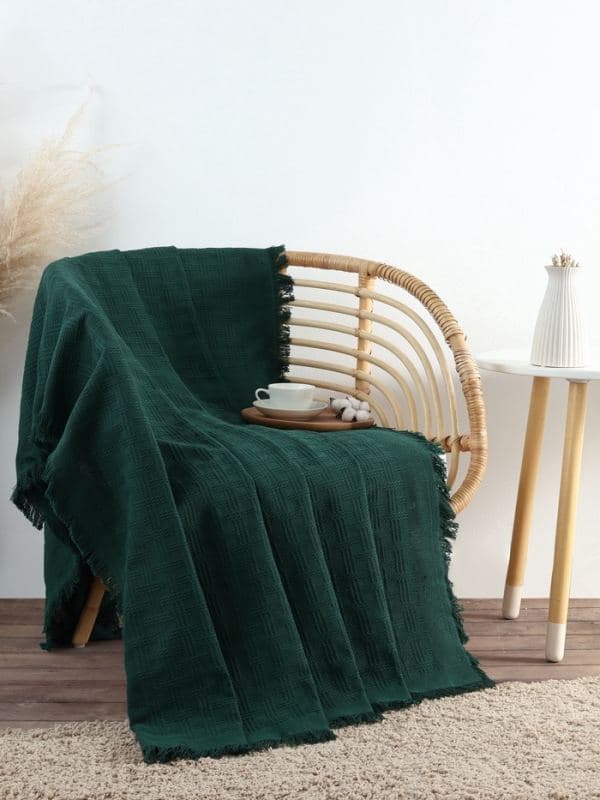 Плед с бахромой «Этель» Emerald, 130×180 см, жаккард — фото 4