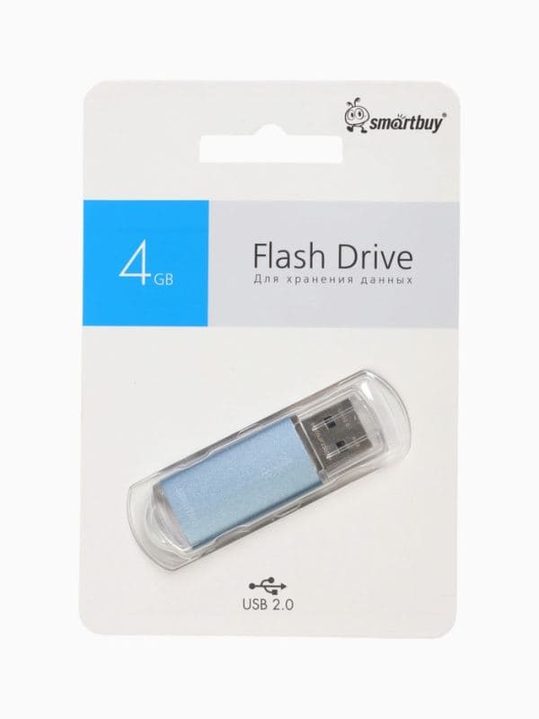 Флешка Smartbuy V-Cut, 4 ГБ, USB 2.0, чтение до 25 Мб/с, запись до 15 Мб/с, синяя — фото 2
