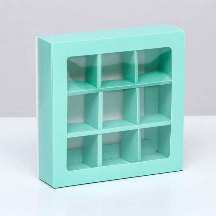 Коробка для 9 конфет, зелёный, МИКС, 14.5×14.5×3.5 см — фото 2