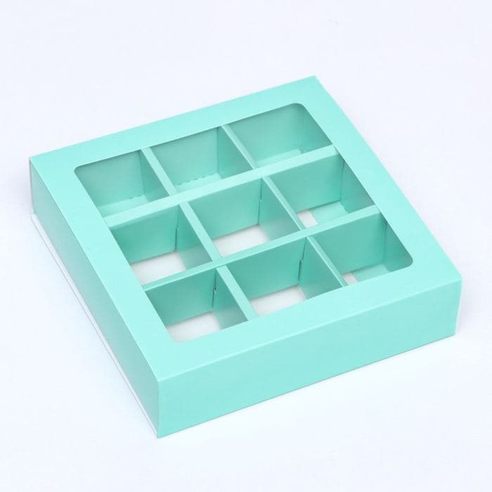 Коробка для 9 конфет, зелёный, МИКС, 14.5×14.5×3.5 см — фото 3