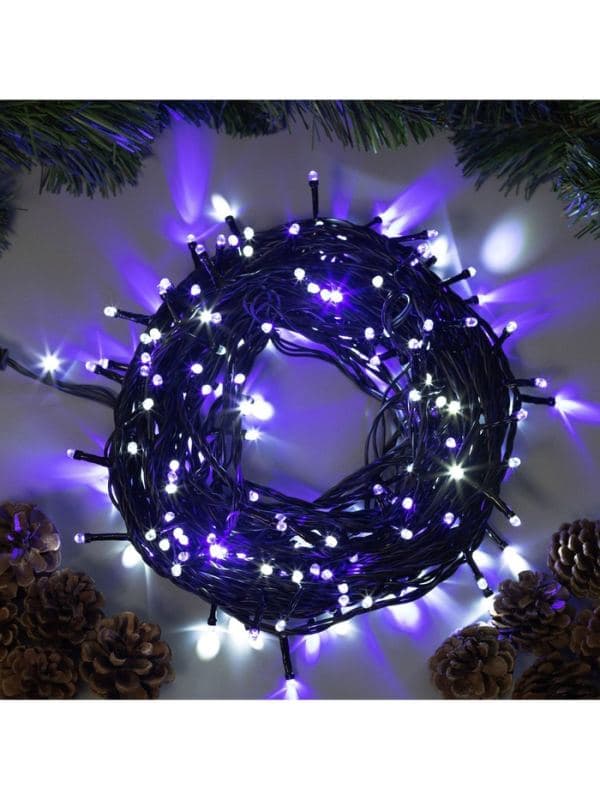 Гирлянда «Нить» 20 м, IP44, тёмная нить, 200 LED, свечение бело-синее, мигание, 220 В — фото 4