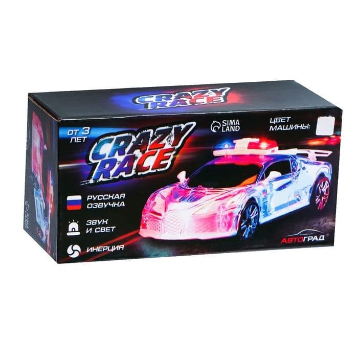 Машина инерционная «Crazy race, полиция», русская озвучка, свет, цвет — фото 5