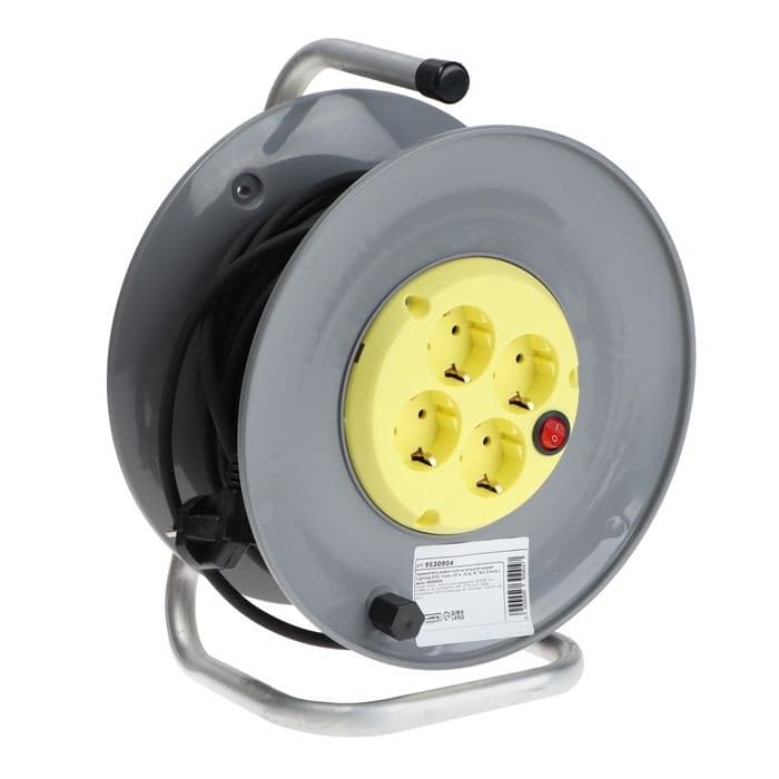 Удлинитель на катушке морозостойкий Luazon Lighting ECO, 4 розетки, 25 м, 16 А, КГ 3×1.5 мм², выключатель — фото 2