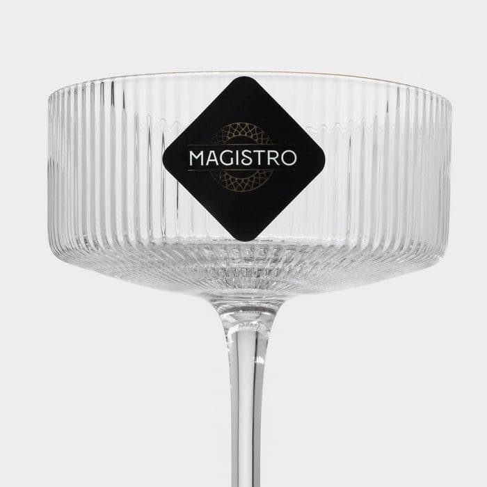 Бокал для шампанского Magistro «Орион», 300 мл, 10.5×14 см, с золотой отводкой, стекло, прозрачный — фото 5
