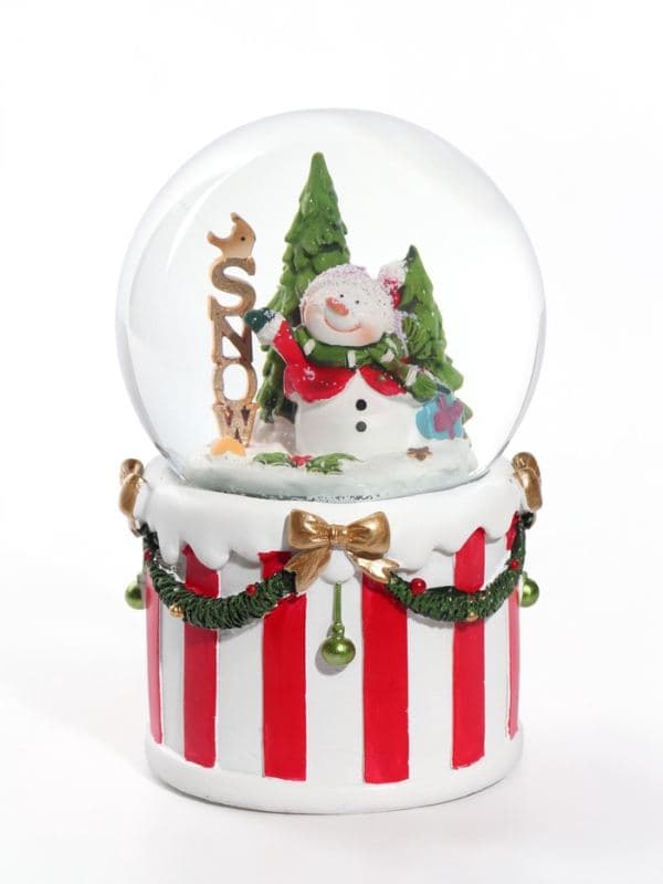 Снежный шар с подсветкой «Снеговичок и ёлки» 11.5×11.5×14 см, музыка — фото 3