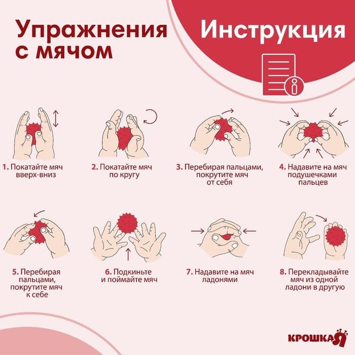Мяч массажный, ø9 см, от 6 мес., красный — фото 3