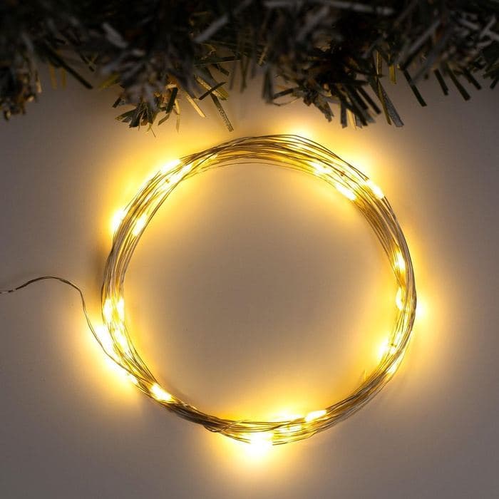 Гирлянда «Нить» 5 м роса, IP20, серебристая нить, 50 LED, свечение тёплое белое, USB — фото 5