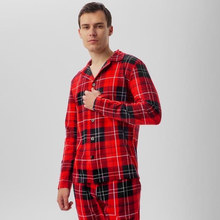 Пижама новогодняя мужская: рубашка, брюки KAFTAN Christmas, красная — фото 2