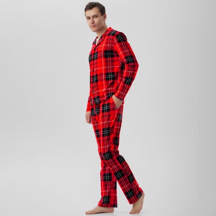 Пижама новогодняя мужская: рубашка, брюки KAFTAN Christmas, красная — фото 3