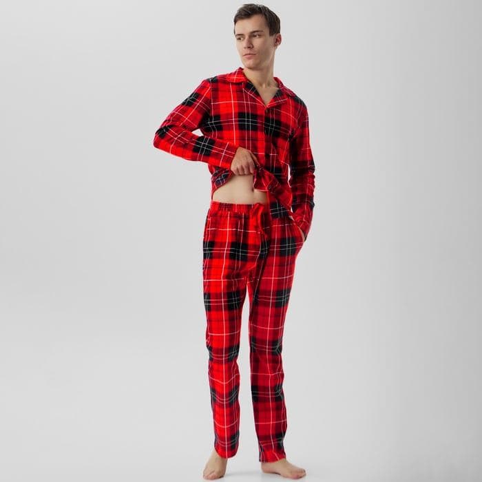 Пижама новогодняя мужская: рубашка, брюки KAFTAN Christmas, красная — фото 5