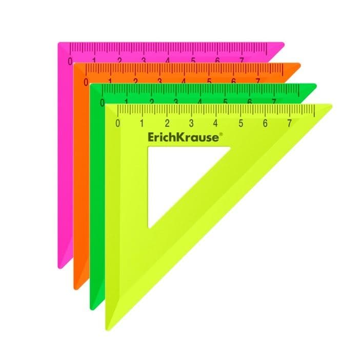 Линейка-треугольник пластиковый ErichKrause. Neon Solid, 7 см, 45°, МИКС — фото 3