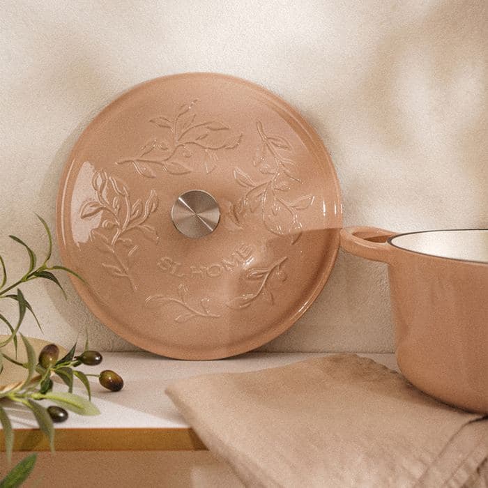 Кастрюля SL Home, 6 л, d=28 см, h=12.5 см, индукция, с эмалированным покрытием, чугун, бежевая — фото 2