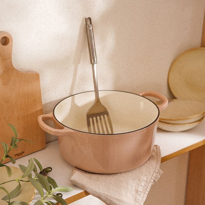 Кастрюля SL Home, 6 л, d=28 см, h=12.5 см, индукция, с эмалированным покрытием, чугун, бежевая — фото 3