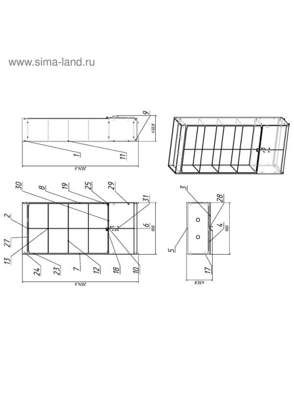 Витрина из ЛДСП 2000×900×400, белая, стенка стекло — фото 4