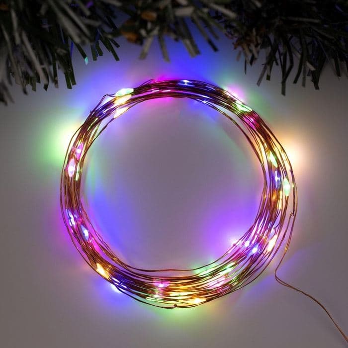 Гирлянда «Нить» 5 м роса, IP20, медная нить, 50 LED, свечение мульти, USB — фото 5