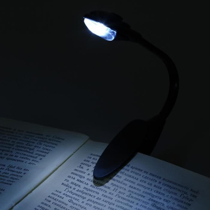 Фонарик для чтения книг, на прищепке, 25×3 см, 2хAG13 — фото 3