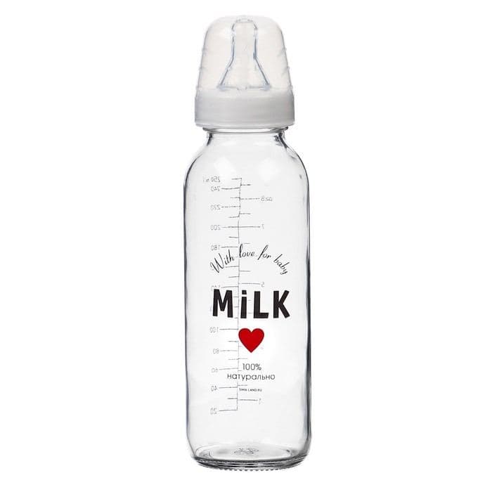 Бутылочка для кормления M&B Milk, классическое горло, от 3 мес., 250 мл., стеклянная — фото 5