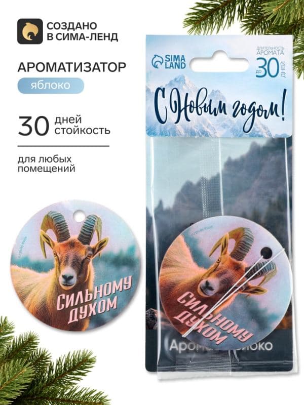 Ароматизатор для машины, бумажный круглый «Сильному духом», яблоко — фото 1