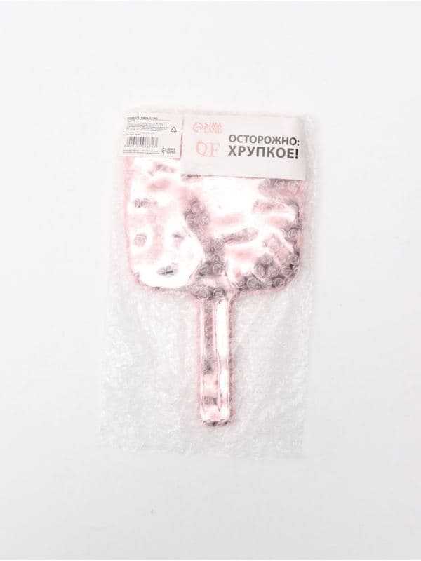 Зеркало с ручкой, 17.5×10.2 см, (8.7×8.7 см), розовое — фото 5